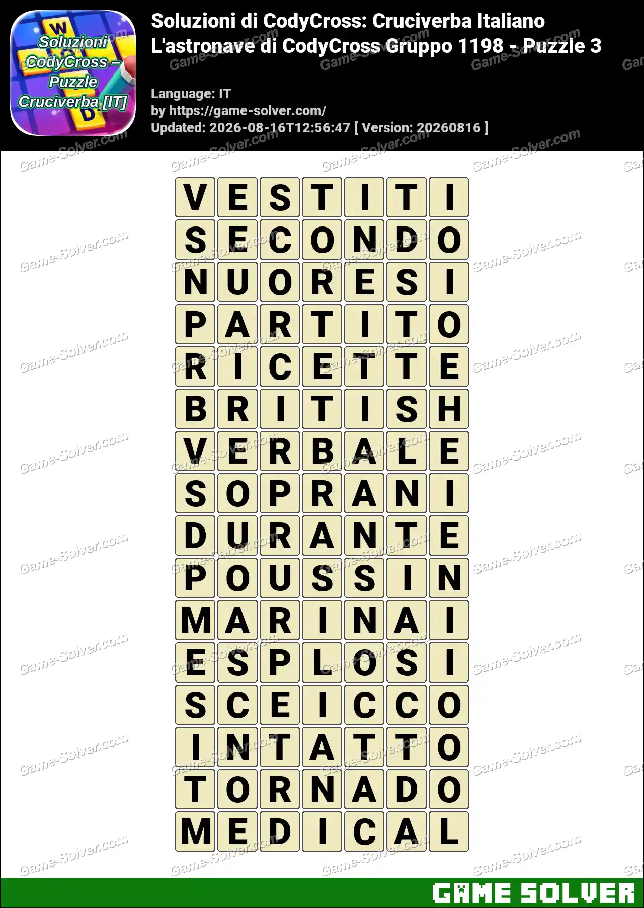Soluzioni di CodyCross: Cruciverba Italiano L’astronave di CodyCross Gruppo 1198 – Puzzle 3